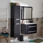 Meuble simple vasque l.81.2 x H.53.7 x P.47 cm, noir, Perla