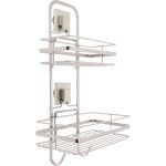 Etagère de bain / douche à ventouse, satin, Rectangle double bestlock palladium