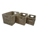Lot de 3 paniers en fibres végétales naturel, Jacinthe