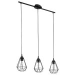 Suspension, e27 style industriel Tarbes métal noir 3 x 60 W EGLO