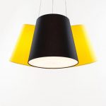 Suspension tissu jaune & noir FRAUMAIER Cluster 3 lumière(s) D.65 cm