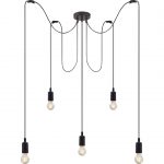 Suspension plastique noir LUCIDE Spider 5 lumière(s) D.400 cm