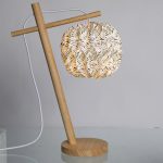 Lampe de salon, charme romantique, papier motif feuilles vertes, LUSSIOL Tippi