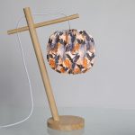 Lampe de salon, charme romantique, bois motif feuilles bleues, LUSSIOL Tippi