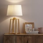 Pied de lampe Sachi, bois naturel, 47 cm, INSPIRE