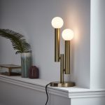 Lampe, moderne, métal laiton, BRILLIANT Lucky