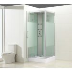 Cabine de douche L.90 x l.90 cm, verre sérigraphié, Quad