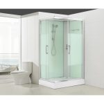 Cabine de douche L.120 x l.90 cm, verre sérigraphié, Quad