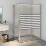 Sticker paroi de douche 100x100cm Petite marinière anthracite, PLAGE