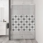 Sticker paroi de douche 100x100cm Scacchierra noir et blanc, PLAGE