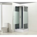 Cabine de douche L.90 x l.90 cm, verre sérigraphié, Quad