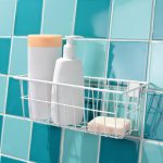 Panier de bain / douche à coller 30 x 10 cm, gris