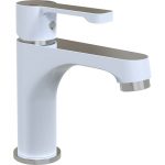 Mitigeur de lavabo blanc chromé, ROUSSEAU Arolla