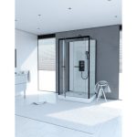 Cabine de douche L.80 x l.110 cm blanc, verre transparente, City
