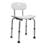 Tabouret de douche rectangle avec dossier blanc
