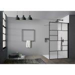 Paroi de douche à l'italienne, l.120 cm Rubic noir verre sérigraphié 6 mm