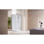 Cabine de douche L.90 x l.90 cm gris / argent, verre transparent, Lancaster