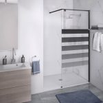 Sticker paroi de douche 100x100cm Marinière dégradée anthracite, PLAGE