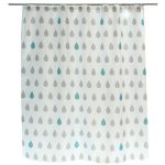 Rideau de douche en textile gris galet n°3 l.180 x H.200 cm, Drop SENSEA