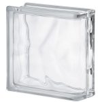 Brique de verre, transparent ondulé brillant