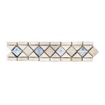 Listel Renaissance roma travertin beige-bleu, l.6 x L.30 cm