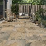 Carrelage sol extérieur forte effet pierre doré Monastère l.50 x L.50 cm