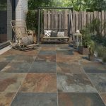 Carrelage sol extérieur forte effet pierre rouille Monastère l.50 x L.50 cm