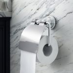 Dérouleur papier toilette laiton avec couvercle, chrome