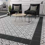 Carrelage sol et mur noir effet carreau de ciment Patrimony rosace l.20xL.20 cm