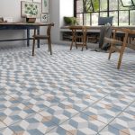 Carrelage sol, mur bleu beige effet carreau de ciment Patrimony cube l.20xL.20cm