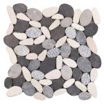 Mosaïque sol et mur River deco blanc et noir 30 x 30 cm MAT INTER