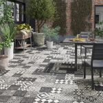 Carrelage sol extérieur forte effet carreau de ciment noir et blanc l.20xL.20 cm