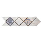 Listel Renaissance diagonale décoré beige-multicolore, l.6.5 x L.32 cm