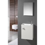 Meuble lave-mains avec miroir, Blanc-Blanc n°0, l.40 x p.22 x h.53.5 cm Coin d'o