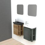 Meuble lave-mains avec miroir, Noir, l.22.5 x p.40 x h.48 cm Fairway
