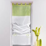 Vitrage transparent, blanc/amande, l.180 x H.45 cm