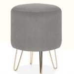 Pouf d'intérieur gris zingué Goldy velours, 30 x 30