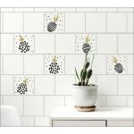 Sticker carrelage mural Ananas noir & or 15 cm x 15 cm