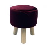 Pouf d'intérieur rouge bordeaux Trépied velours, l.30 x H.35