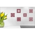 Sticker carrelage mural Carreaux de ciment rouge 15 cm x 15 cm