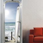 Sticker porte Waikiki beach 83 cm x 204 cm