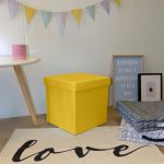 Pouf jaune moutarde Pliable oxford uni, 35 x 35 cm