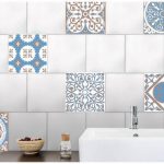 Stickers adhésifs carrelage mural Carreaux de ciment grège 15 cm x 15 cm