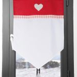 Vitrage tamisant, coton, Darla coton rouge & blanc l.45 x H.60 cm