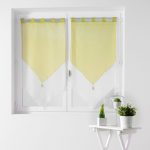 Vitrage transparent, Bicolore blanc/amande l.120 x H.45 cm