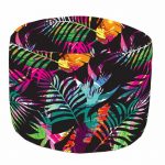 Pouf de sol multicouleur Sunset feuillage, 35 x 35