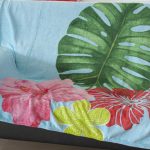 Plaid Java fleur tropicale flanelle, turquoise l.130 x L.160 cm