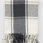 Plaid Dex coton, gris et blanc l.120 x L.160 cm
