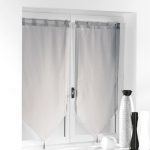 Paire de vitrages transparent, Pompons gris l.120 x H.60 cm