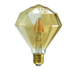 Ampoule décorative led ambré diamant E27 720 Lm = 55 W blanc chaud, XXCELL